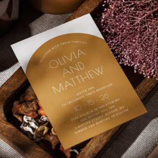 Convites Casamento de mostarda amarelo-mostarda com cartaz 