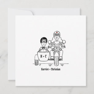 Convites Casamento de Moto Personalizada e Sidecar