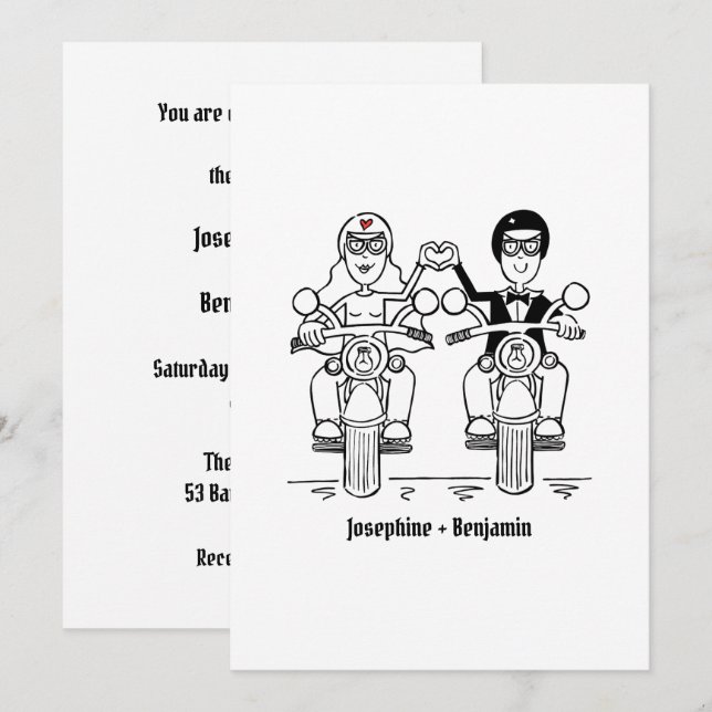 Convites Casamento de Motocicleta de Motociclista (Frente/Verso)