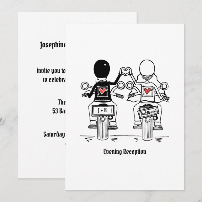 Convites Casamento de Motocicleta de Motociclista Recepção  (Frente/Verso)