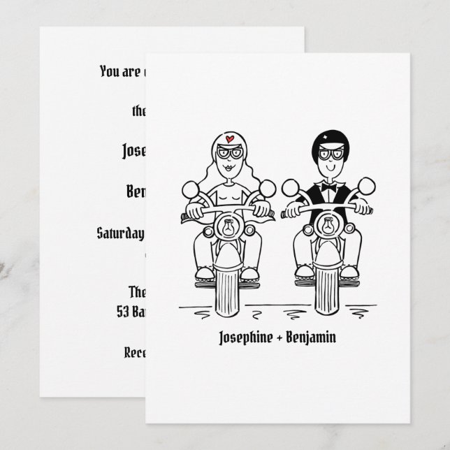 Convites Casamento de Motocicleta de Motoqueiro (Frente/Verso)