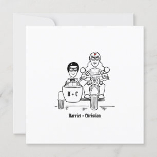 Convites Casamento de motocicleta e Sidecar com dois grupos