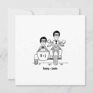 Convites Casamento de motocicleta e Sidecar com dois grupos