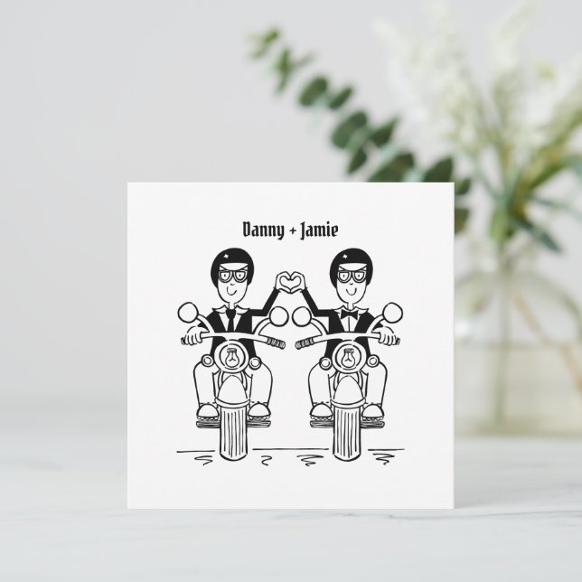 Convites Casamento de motocicleta personalizado de dois gru (Em pé/Frente)