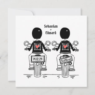Convites Casamento de motocicleta personalizado de dois gru