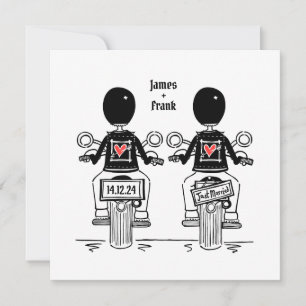 Convites Casamento de motocicleta personalizado de dois gru