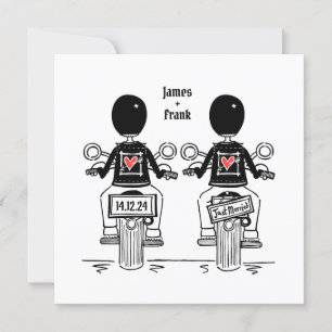 Convites Casamento de motocicleta personalizado de dois gru