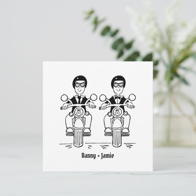 Convites Casamento de motocicleta personalizado de dois gru (Em pé/Frente)