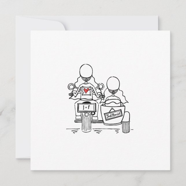 Convites Casamento de motocicletas e Sidecar com duas noiva (Frente)