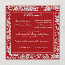 Convites Casamento de muçulmanos branco e vermelho