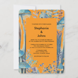 Convites Casamento de Mushroom Boho de Laranja Dusty Blue W