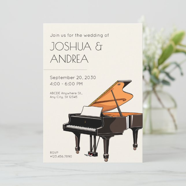 Convites Casamento de música Grand Piano (Em pé/Frente)