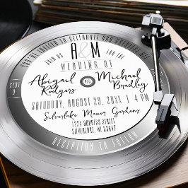 Convites Casamento de Música Única do Silver Vinyl Record M