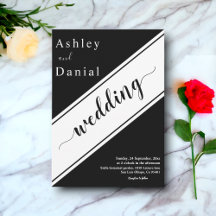 Casamento De Na moda Branco E Preto Moderno Elegan