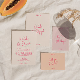 Convites Casamento de Na moda Retro Brilhante Cinza-Rosa Mo