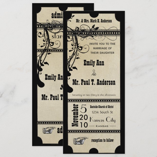 Convites Casamento de Nadadores de Playbill Texturizados co (Frente/Verso)