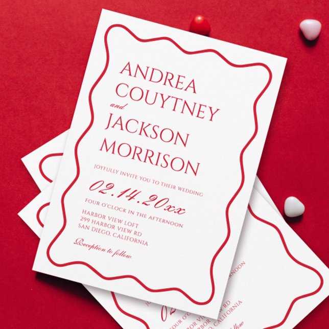 Convites Casamento de Namorados Vermelhos e Brancos (Criador carregado)