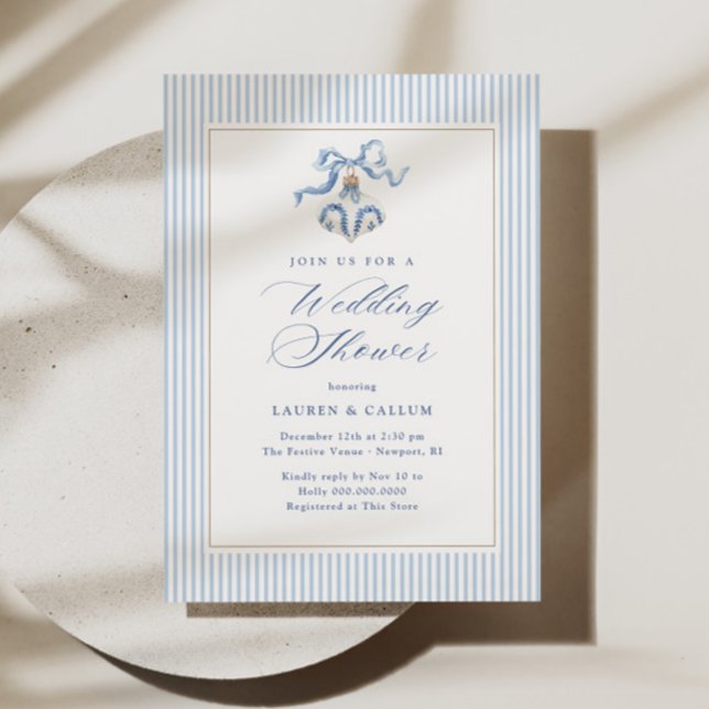 Convites Casamento de Natal Azul Shower (Criador carregado)