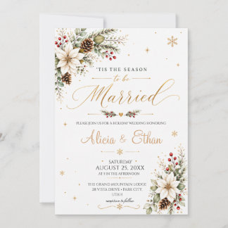 Convites Casamento de Natal Botânico de Férias Elegante