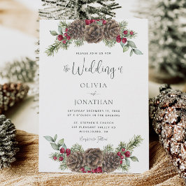 Convites Casamento de Natal Botânico de inverno com Aquarel