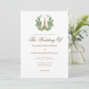 Convites Casamento de Natal Candelabro Minimalista Elegante