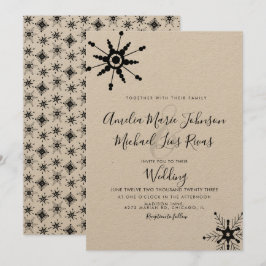 Convites Casamento de Natal com Flocos de Neve Pretos de Sc