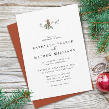 Casamento de Natal com iniciais de visco simples