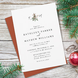 Convites Casamento de Natal com iniciais de visco simples