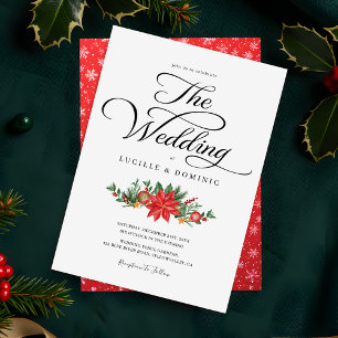 Convites Casamento de Natal com Manuscrito Festivo Verde Mí