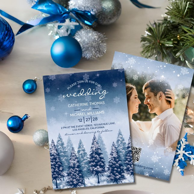 Convites Casamento de Natal com pinheiro Blue Winter Wonder (Criador carregado)