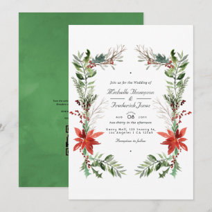 Convites Casamento de Natal com QR Code para RSVP em Bosque