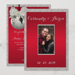 Convites Casamento de Natal com Rubi Vermelho e Enfeite Esp