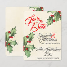 Casamento de Natal com Save The Date de Azevinho V