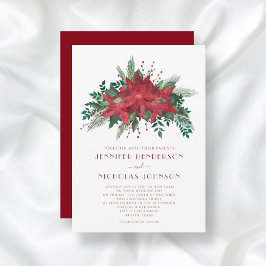 Convites Casamento de Natal da Poinsettia Vermelha Elegante