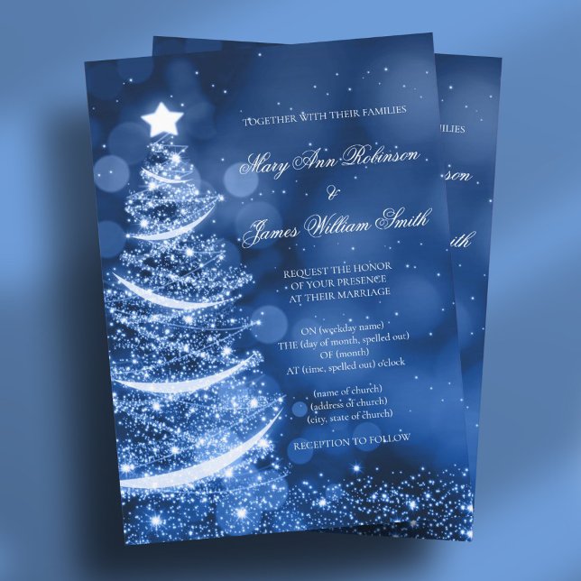 Convites Casamento de Natal da Terra Maravilha Elegante (Elegant Winter Wonderland Christmas Wedding Invitation)