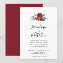 Convites Casamento de Natal da Vela Russa Elegante Watercol