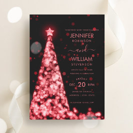Convites Casamento de Natal de Árvore Vermelha com Script F