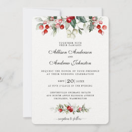 Convites Casamento de Natal de Berry de inverno macio