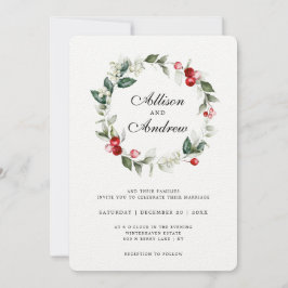 Convites Casamento de Natal de Berry de inverno macio