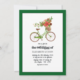 Convites Casamento de Natal de Bicicleta Retro Poinsettia
