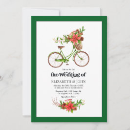Convites Casamento de Natal de Bicicleta Retro Poinsettia