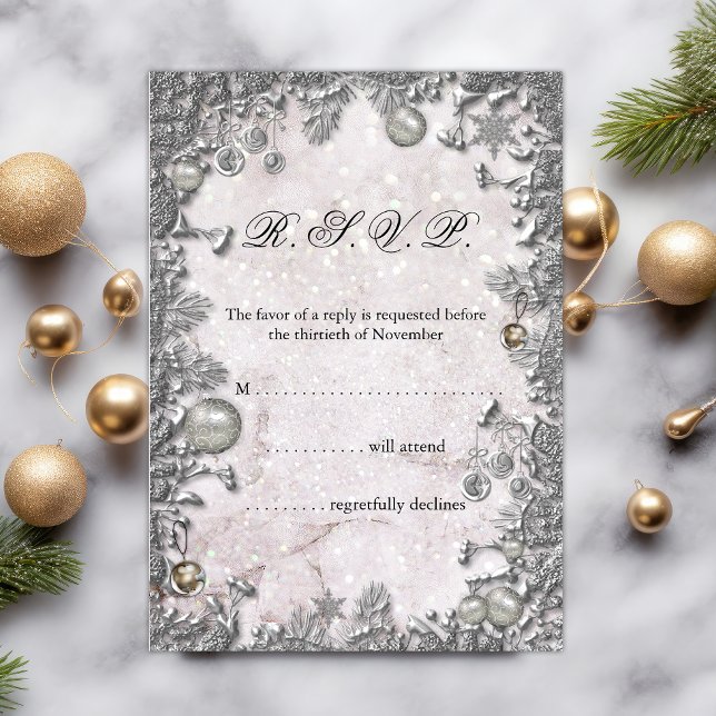 Convites Casamento de Natal de Encantamento de Inverno RSVP (Criador carregado)