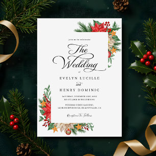 Convites Casamento de Natal de Foliage em Greenery, inverno