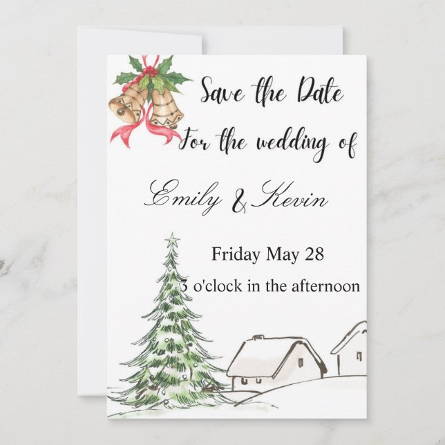 Convites Casamento de Natal de inverno  (Frente)
