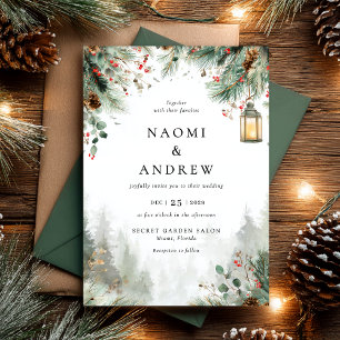 Convites Casamento de Natal de inverno com Aquarela