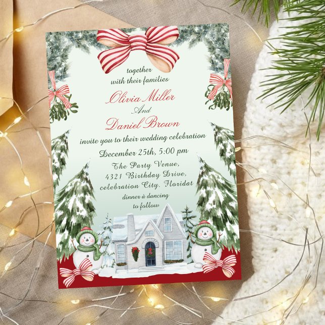 Convites Casamento de Natal de Inverno Elegante (Criador carregado)