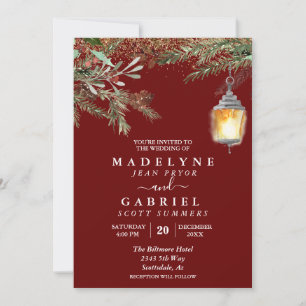 Convites Casamento de Natal de Inverno Elegante Pinheiro