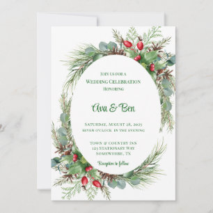 Convites Casamento de Natal de Pine Agulha Red Berry