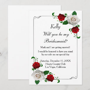 Convites Casamento de Natal de Rosas Vermelhas e Brancas Br