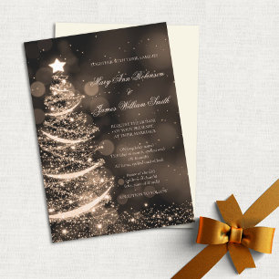 Convites Casamento de Natal Dourado e negro elegante